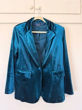 RACHEL Rachel Roy Teal Velvet-Lined Blazer